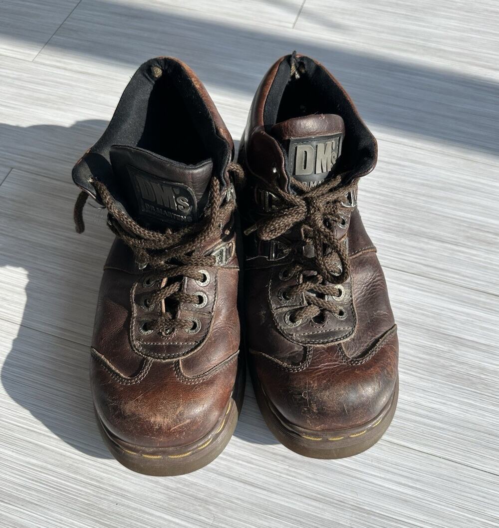 Dr. Martens Men's Brown Leather Combat Ankle Boots Lace Up Round Toe US 9
